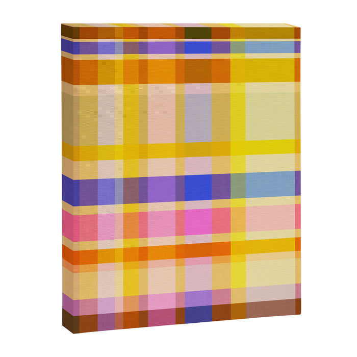 Colorful Retro Plaid Abstract Pattern - Yellow Canvas Print Gallery Image 1