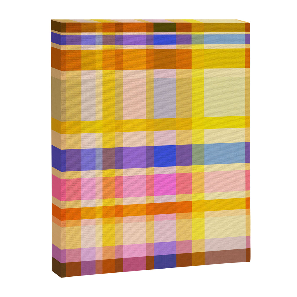 Colorful Retro Plaid Abstract Pattern - Yellow Canvas Print Gallery Image 8