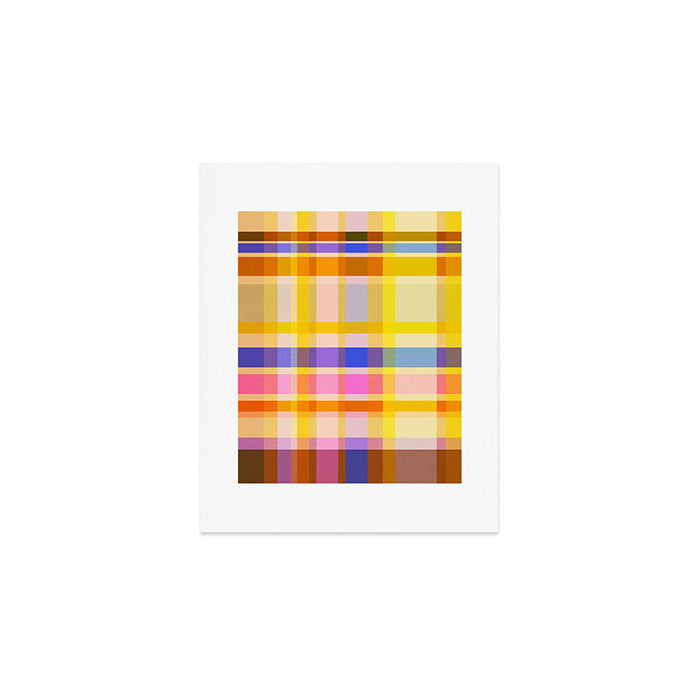 Colorful Retro Plaid Abstract Pattern - Yellow Art Print Gallery Image 1
