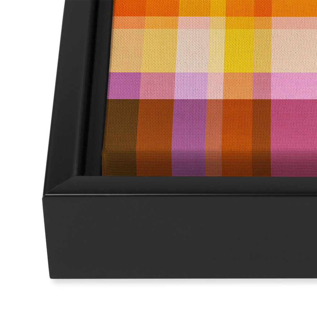 Colorful Retro Plaid Abstract Pattern - Yellow Framed Canvas Print Gallery Image 3