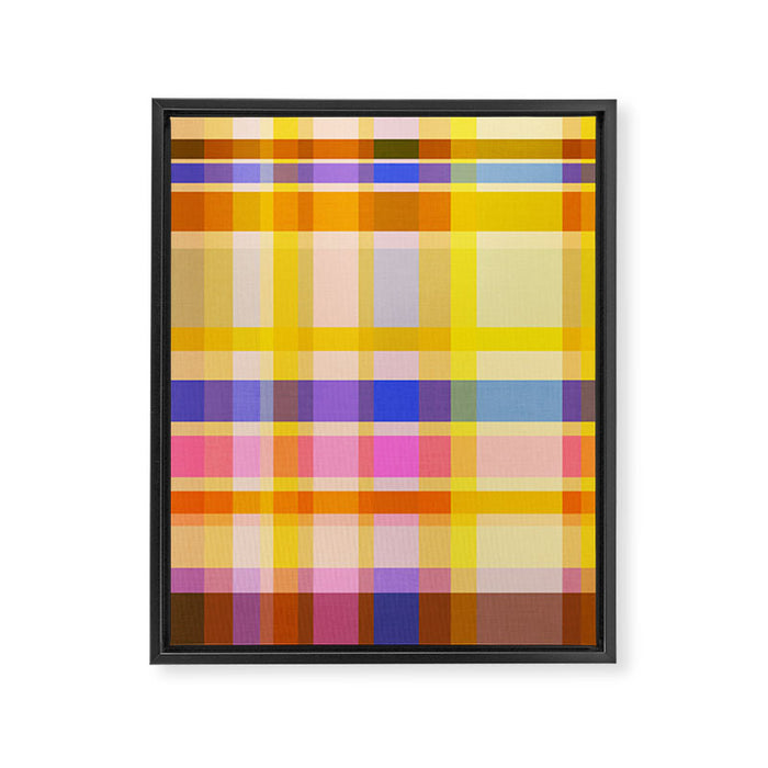 Colorful Retro Plaid Abstract Pattern - Yellow Framed Canvas Print Gallery Image 1