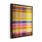 Colorful Retro Plaid Abstract Pattern - Yellow Framed Canvas Print Gallery Image 2