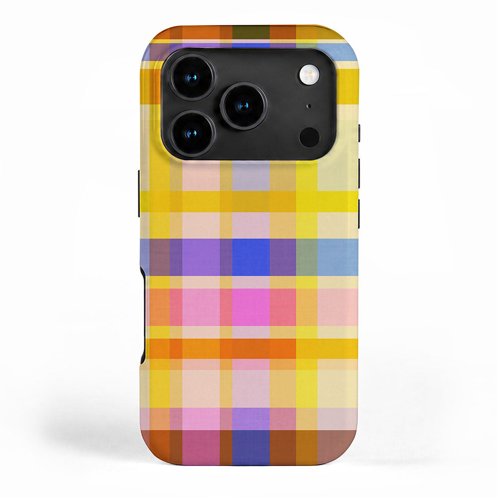 Colorful Retro Plaid Abstract Pattern - Yellow iPhone Case Gallery Image 1