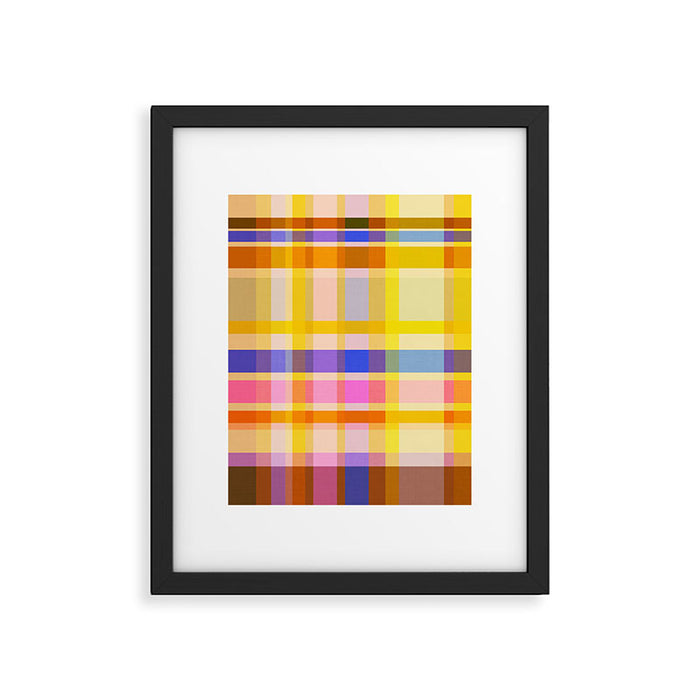 Colorful Retro Plaid Abstract Pattern - Yellow Framed Art Print Gallery Image 1