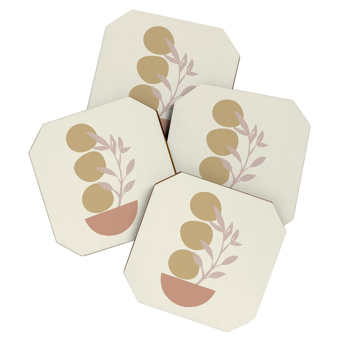 Desert Botanicals and Organic Shapes in Terracotta, Gold, and Blush Coaster Gallery Image 1