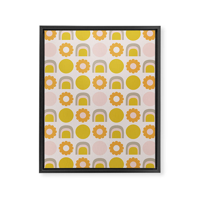 Floral Sunshine Rainbow Pattern Framed Canvas Print Gallery Image 1