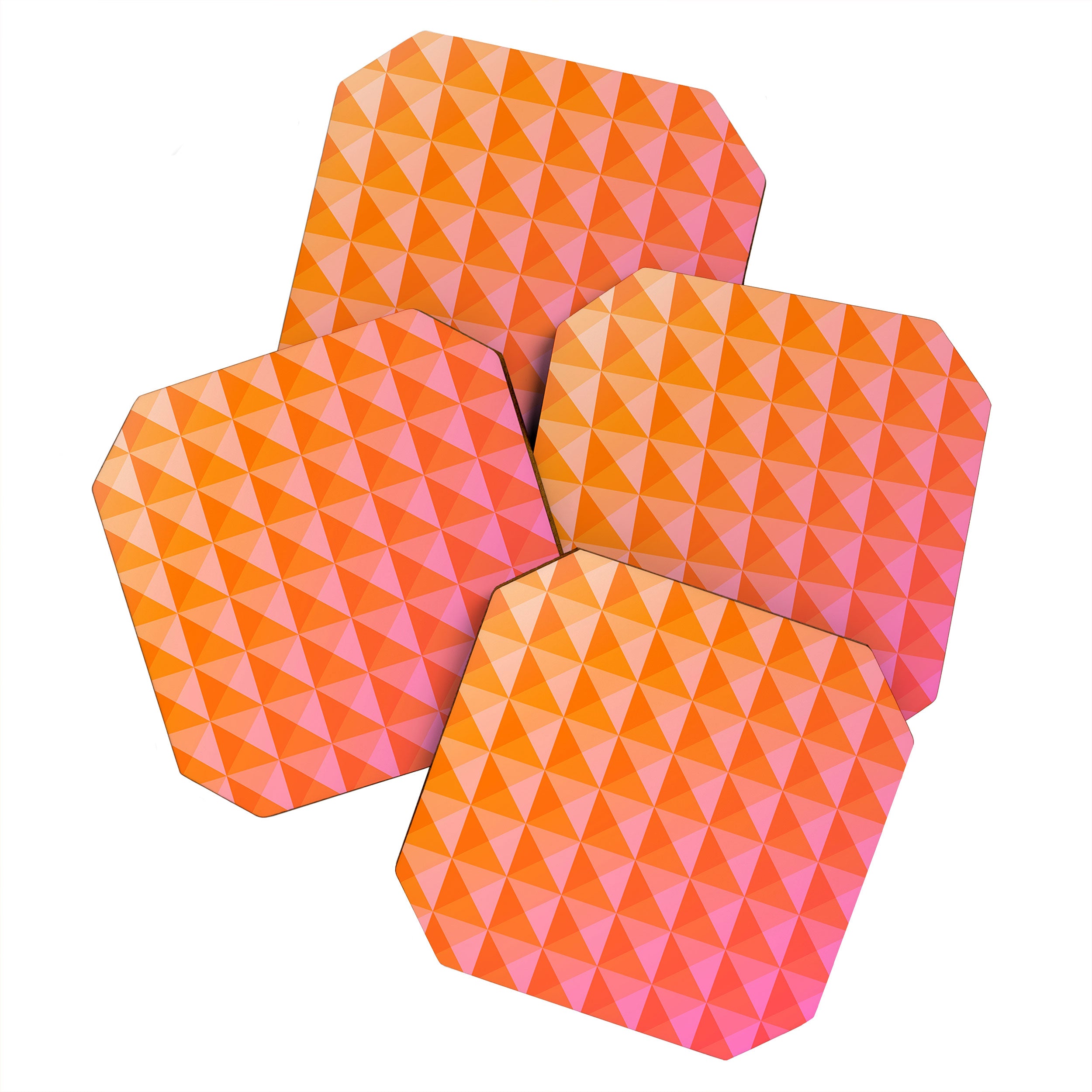 Geometric Gradient in Pink and Orange Coaster Gallery Image 1