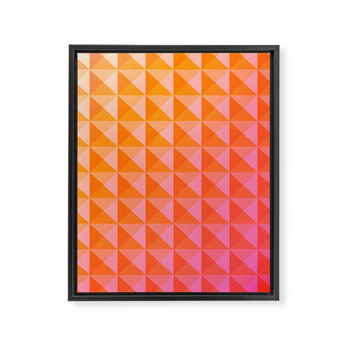 Geometric Gradient in Pink and Orange Framed Canvas Print Gallery Image 1
