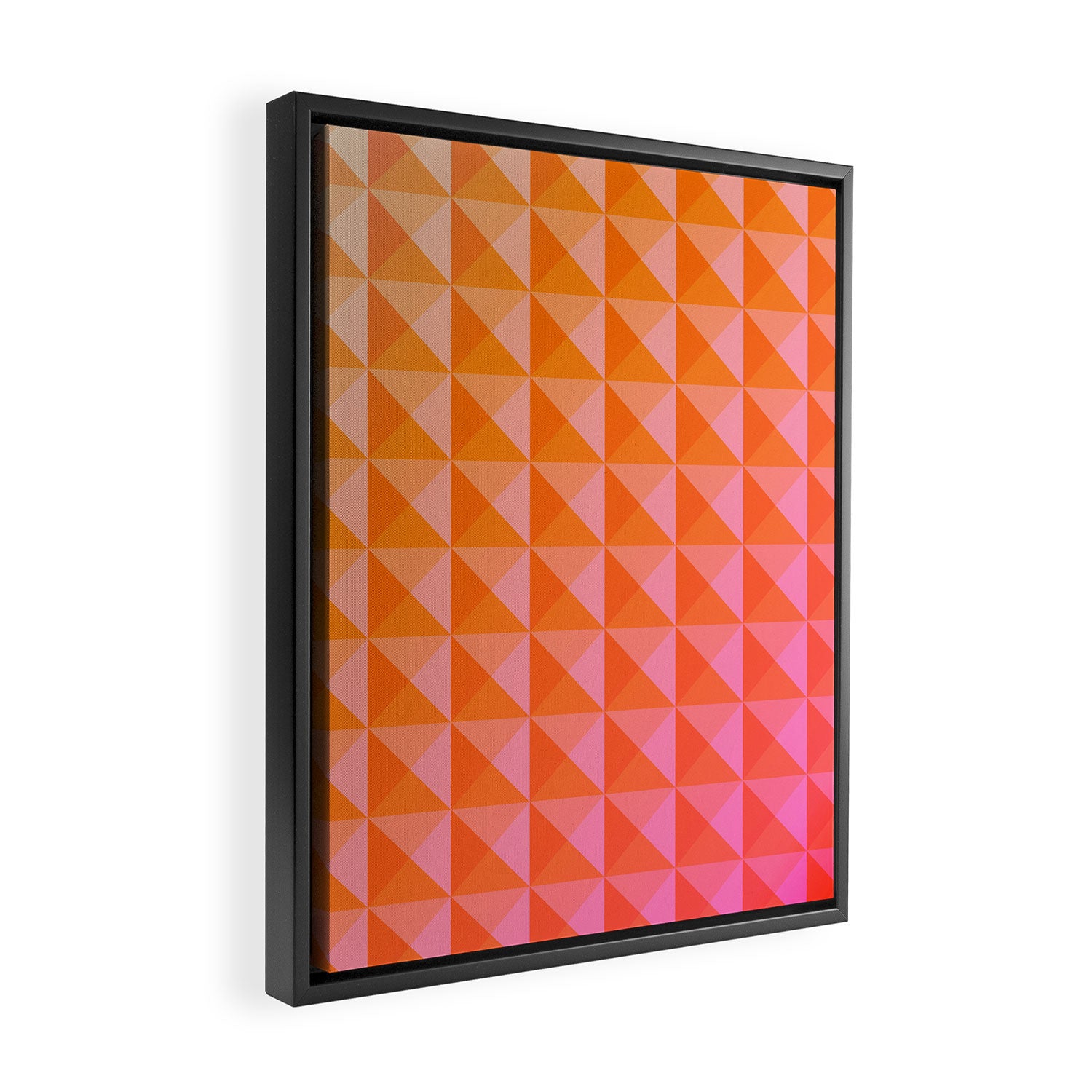 Geometric Gradient in Pink and Orange Framed Canvas Print Gallery Image 2