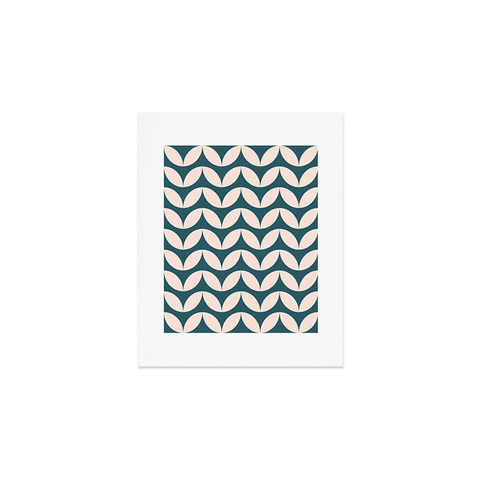 Geometric Leaf Shapes in Teal and Blush Art Print Gallery Image 1