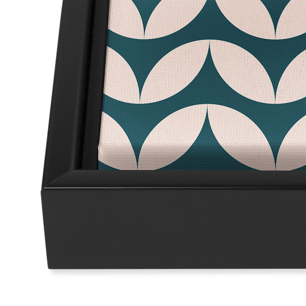Geometric Leaf Shapes in Teal and Blush Framed Canvas Print Gallery Image 3