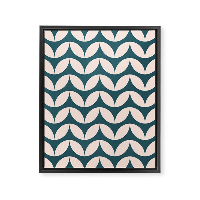 Geometric Leaf Shapes in Teal and Blush Framed Canvas Print Gallery Image 1