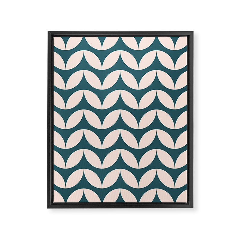 Geometric Leaf Shapes in Teal and Blush Framed Canvas Print Gallery Image 8