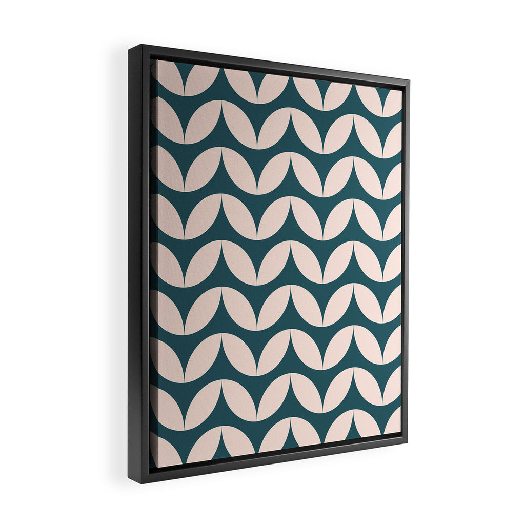 Geometric Leaf Shapes in Teal and Blush Framed Canvas Print Gallery Image 2