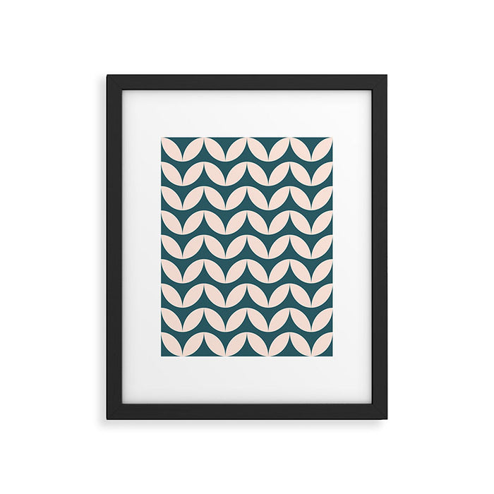 Geometric Leaf Shapes in Teal and Blush Framed Art Print Gallery Image 1