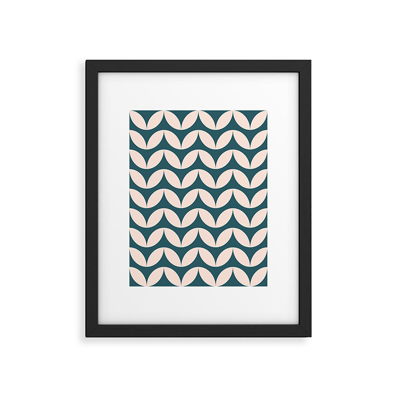 Geometric Leaf Shapes in Teal and Blush Framed Art Print Gallery Image 6