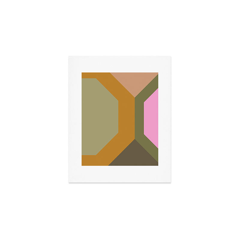 Geometric Retro Color Block Art in Earthy Tones Art Print Gallery Image 1