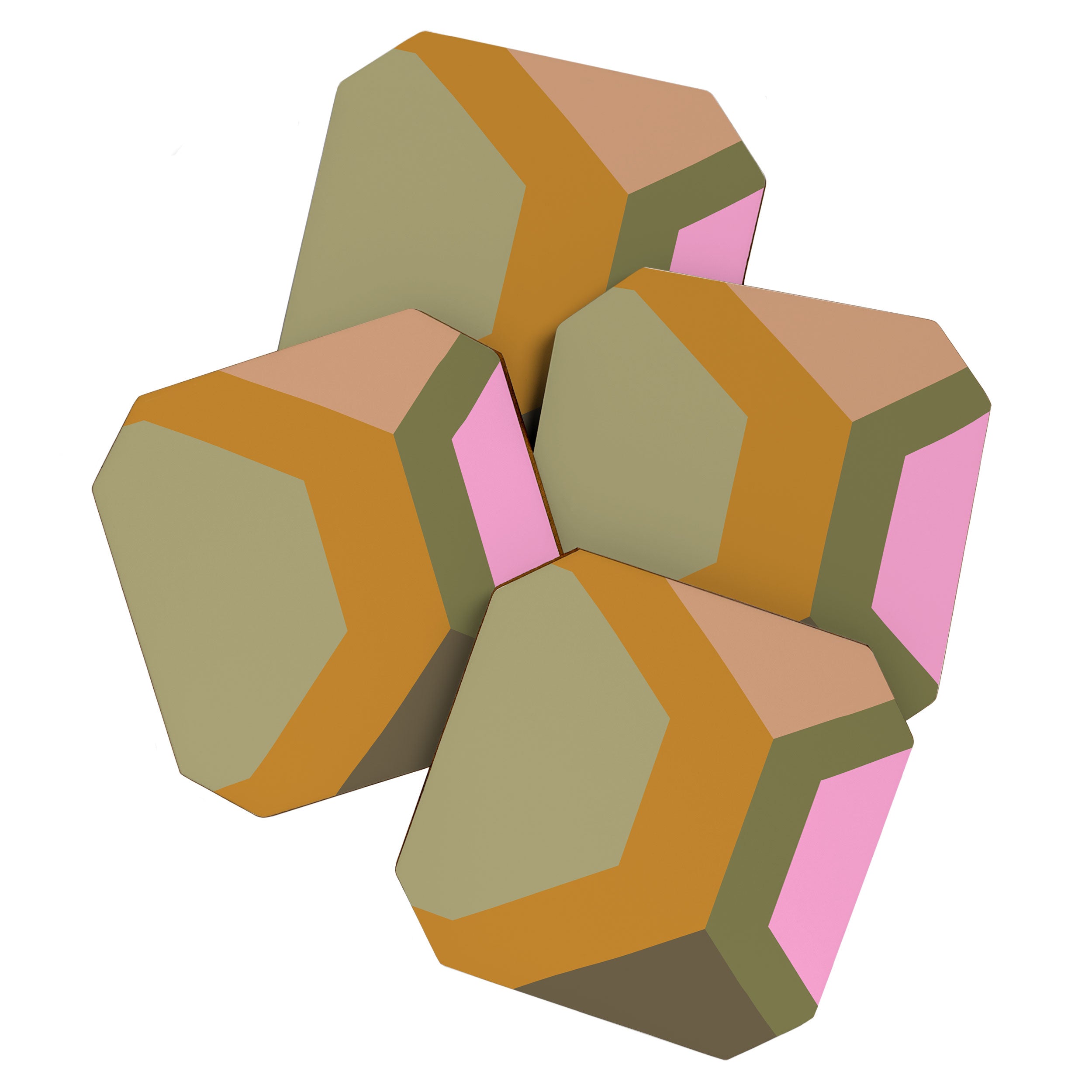 Geometric Retro Color Block Art in Earthy Tones Coaster Gallery Image 1