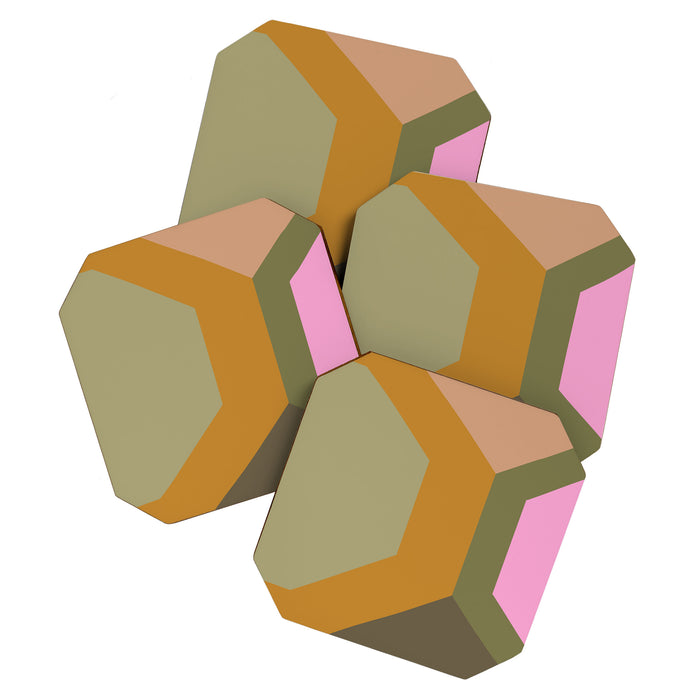 Geometric Retro Color Block Art in Earthy Tones Coaster Gallery Image 1