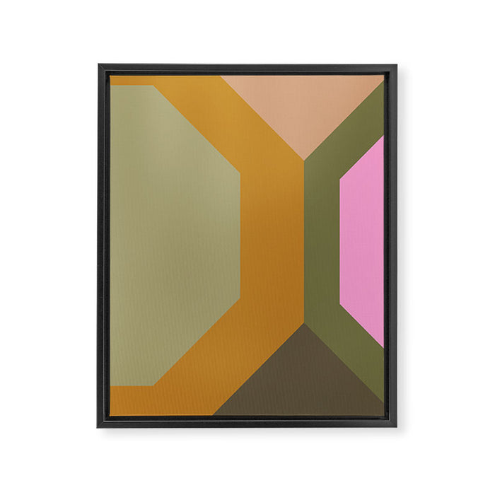 Geometric Retro Color Block Art in Earthy Tones Framed Canvas Print Gallery Image 1