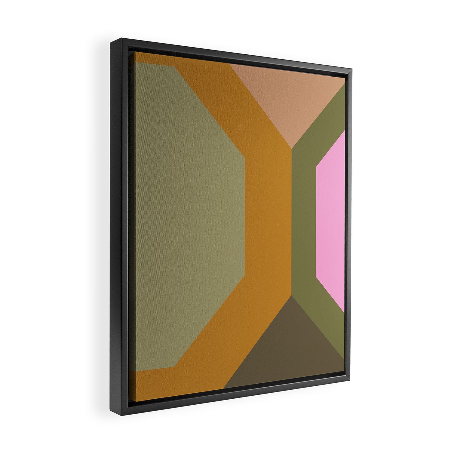 Geometric Retro Color Block Art in Earthy Tones Framed Canvas Print Gallery Image 2