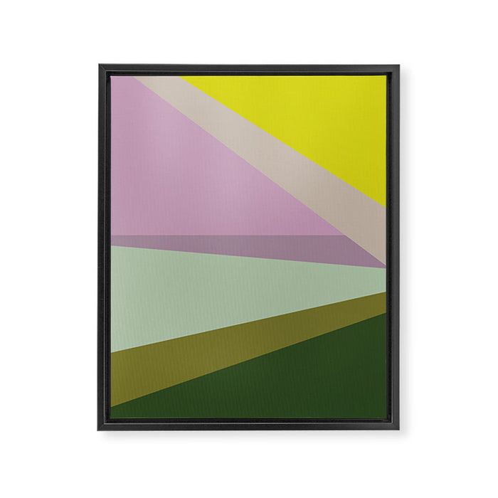 Geometric Shapes #8 Purple and Green Framed Canvas Print Gallery Image 1