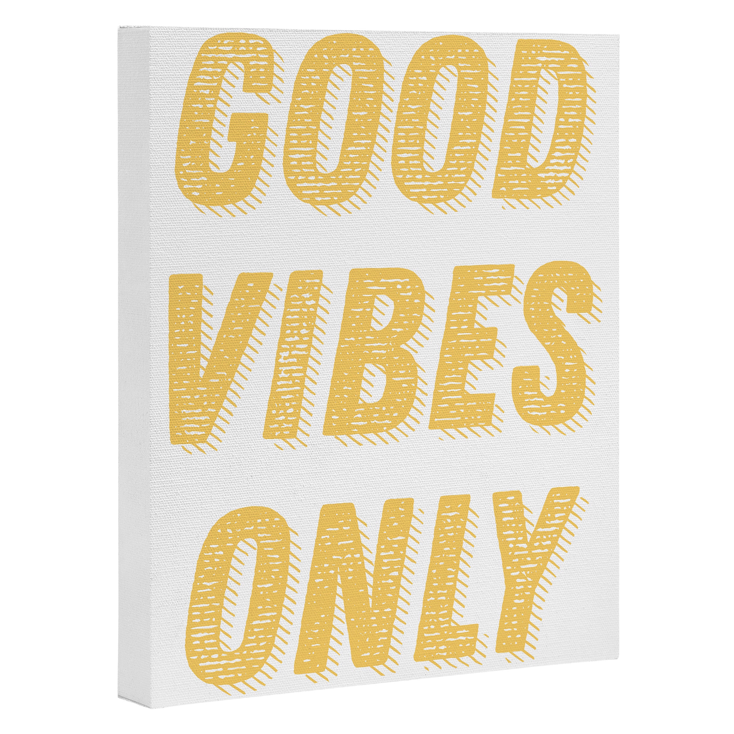 Good Vibes Only Bold Typography in Yellow Canvas Print Gallery Image 3