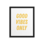 Good Vibes Only Bold Typography in Yellow Framed Art Print Gallery Image 6