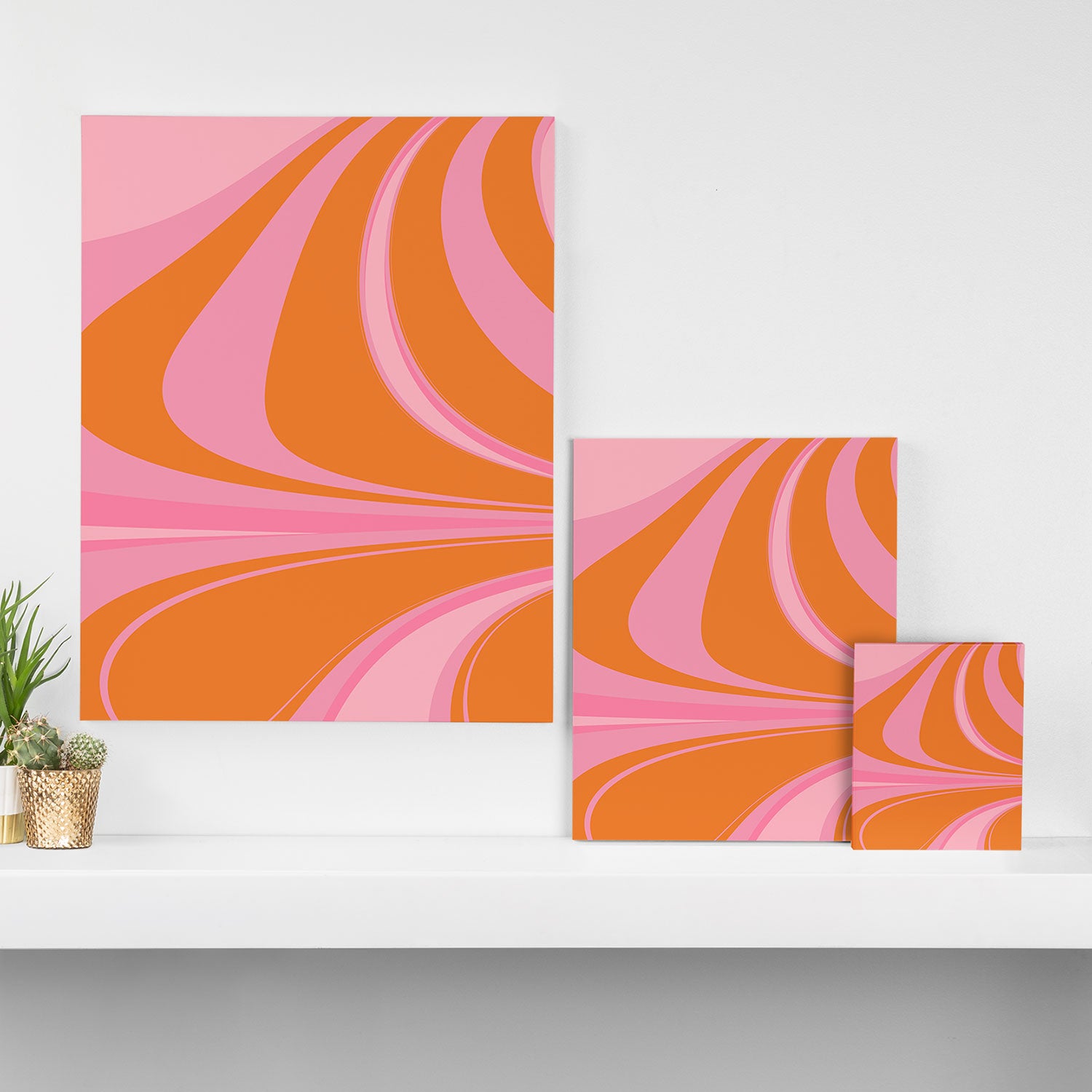 Groovy Color in Pink and Orange Canvas Print Gallery Image 3