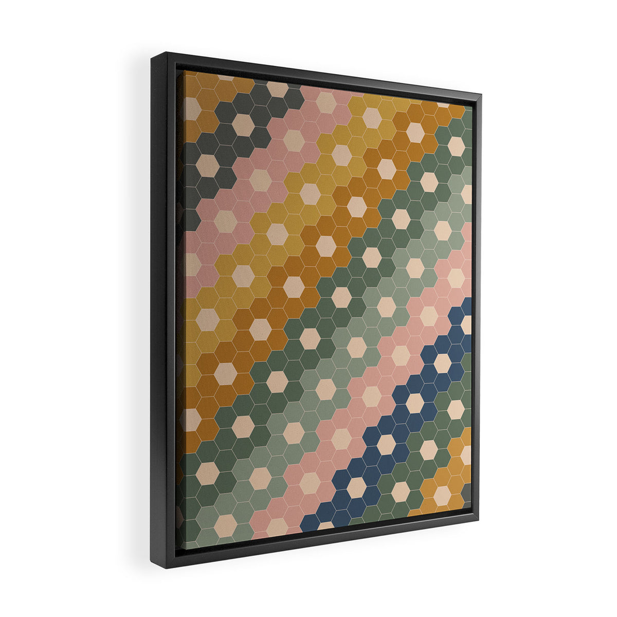 Hexagon Flowers Framed Canvas Print Gallery Image 2