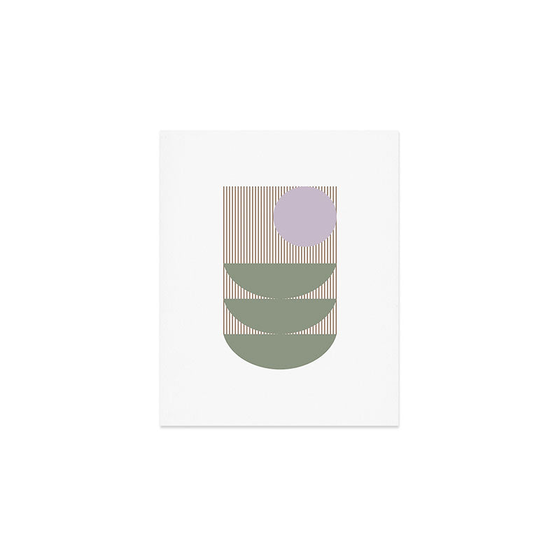 Lines and Shapes in Moss and Lilac Art Print Gallery Image 1