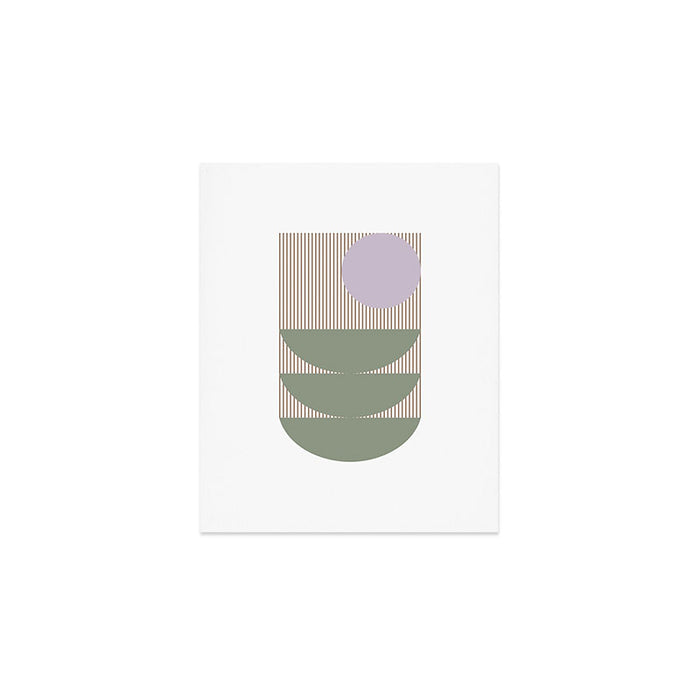 Lines and Shapes in Moss and Lilac Art Print Gallery Image 1