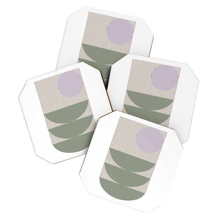 Lines and Shapes in Moss and Lilac Coaster Gallery Image 1