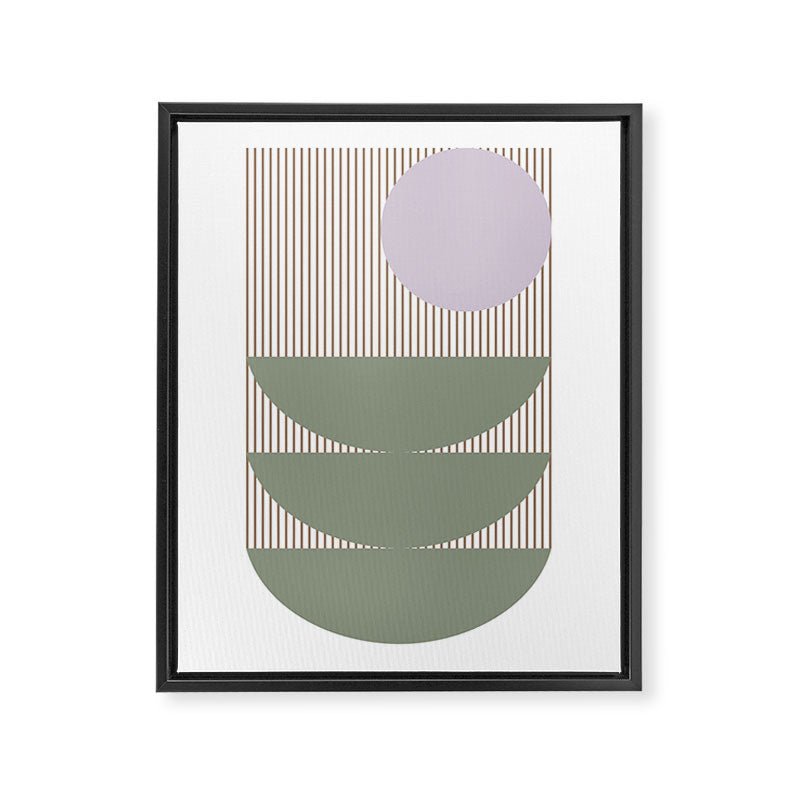 Lines and Shapes in Moss and Lilac Framed Canvas Print Gallery Image 6
