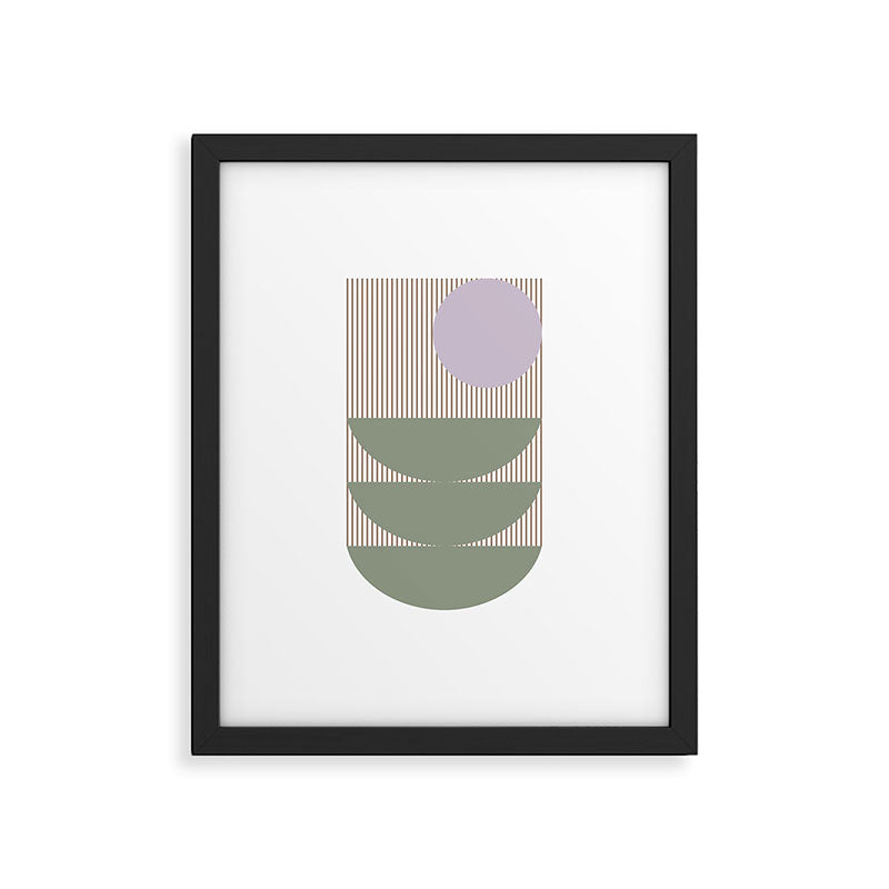 Lines and Shapes in Moss and Lilac Framed Art Print Gallery Image 5