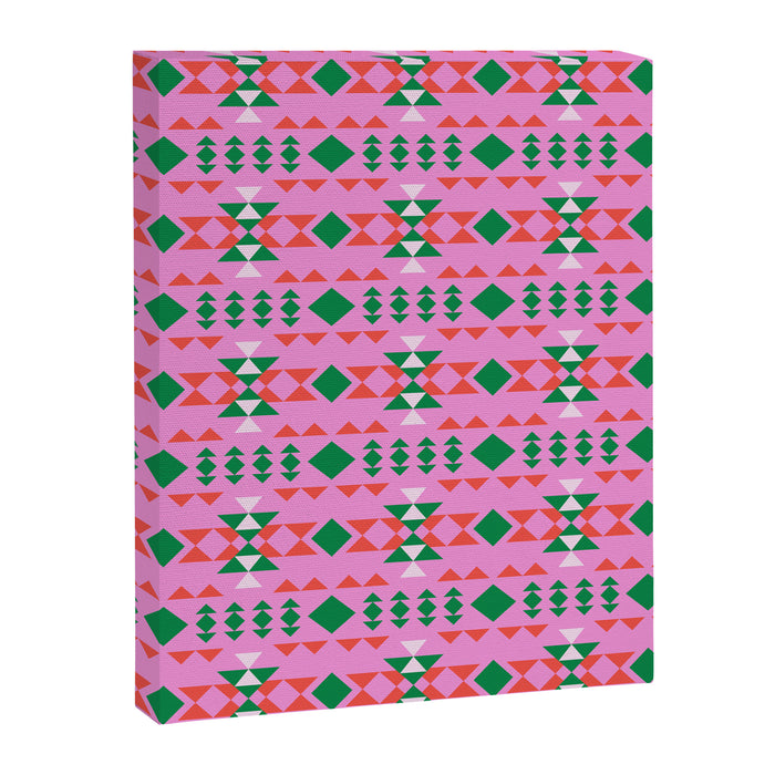 Merry Mod Geometric Pattern in Pink and Green Canvas Print Gallery Image 1