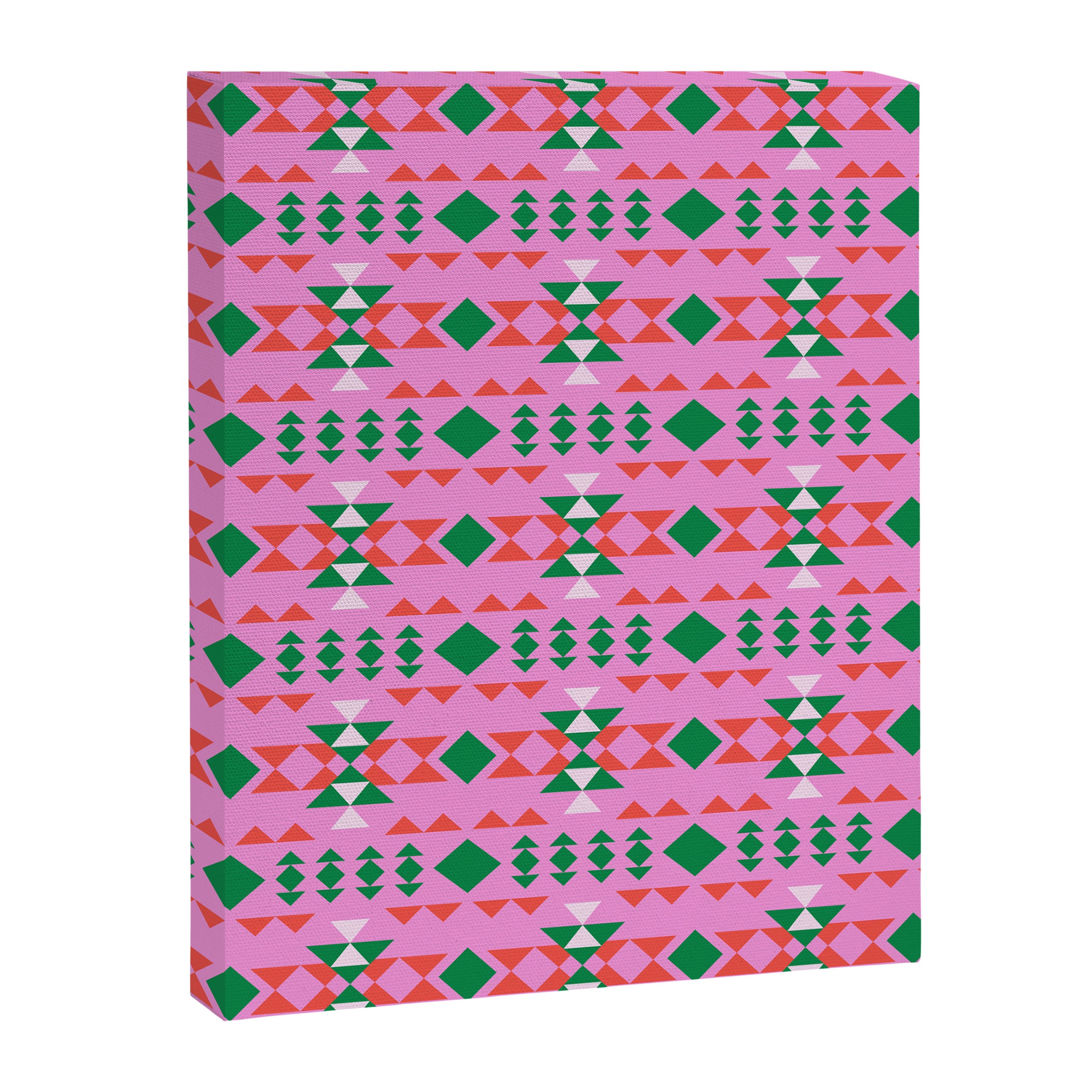 Merry Mod Geometric Pattern in Pink and Green Canvas Print Gallery Image 8