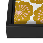 Mid Century Mod Flowers in Pink and Mustard Framed Canvas Print Gallery Image 3
