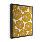 Mid Century Mod Flowers in Pink and Mustard Framed Canvas Print Gallery Image 2