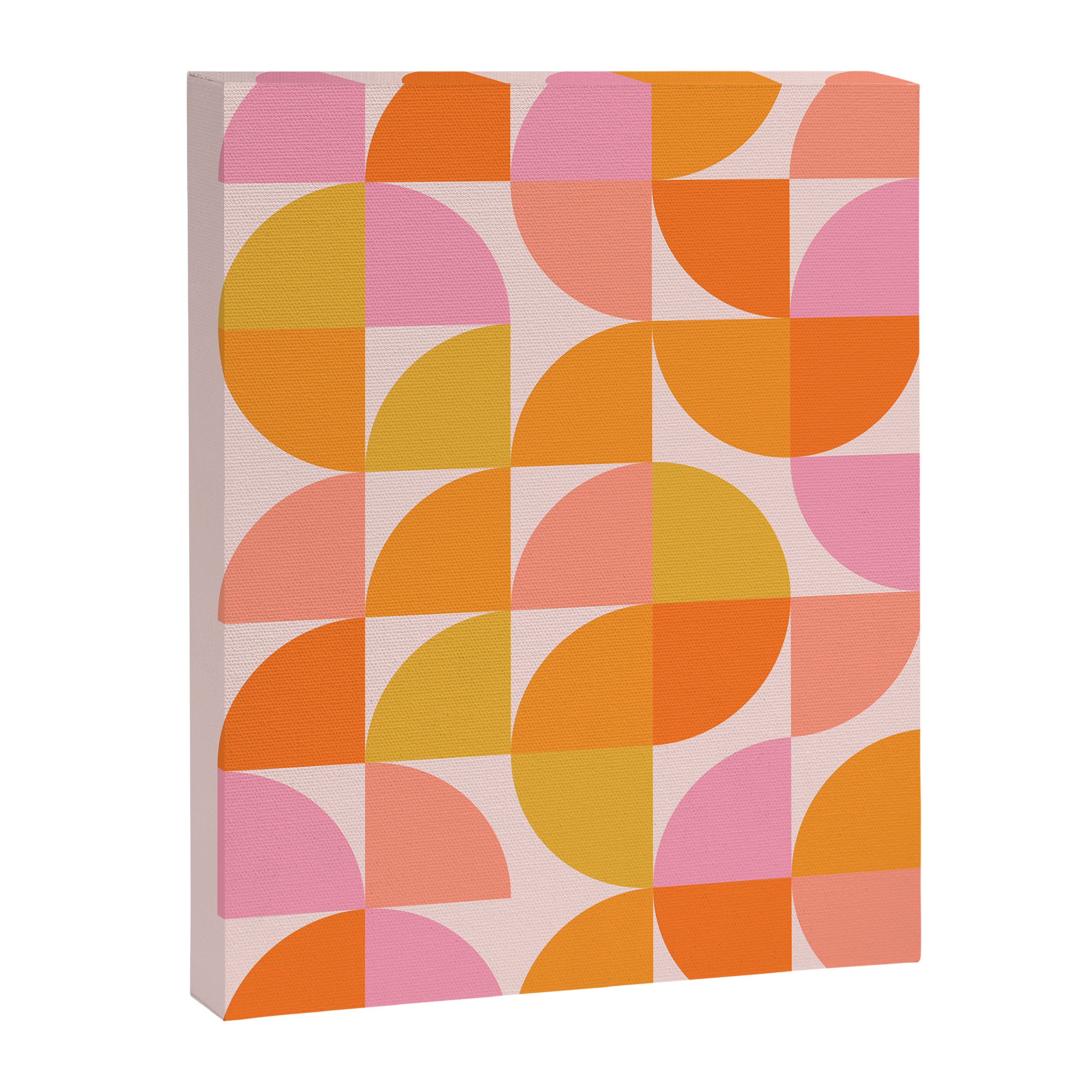 Mid Century Mod Geometry in Pink and Orange Canvas Print Gallery Image 6