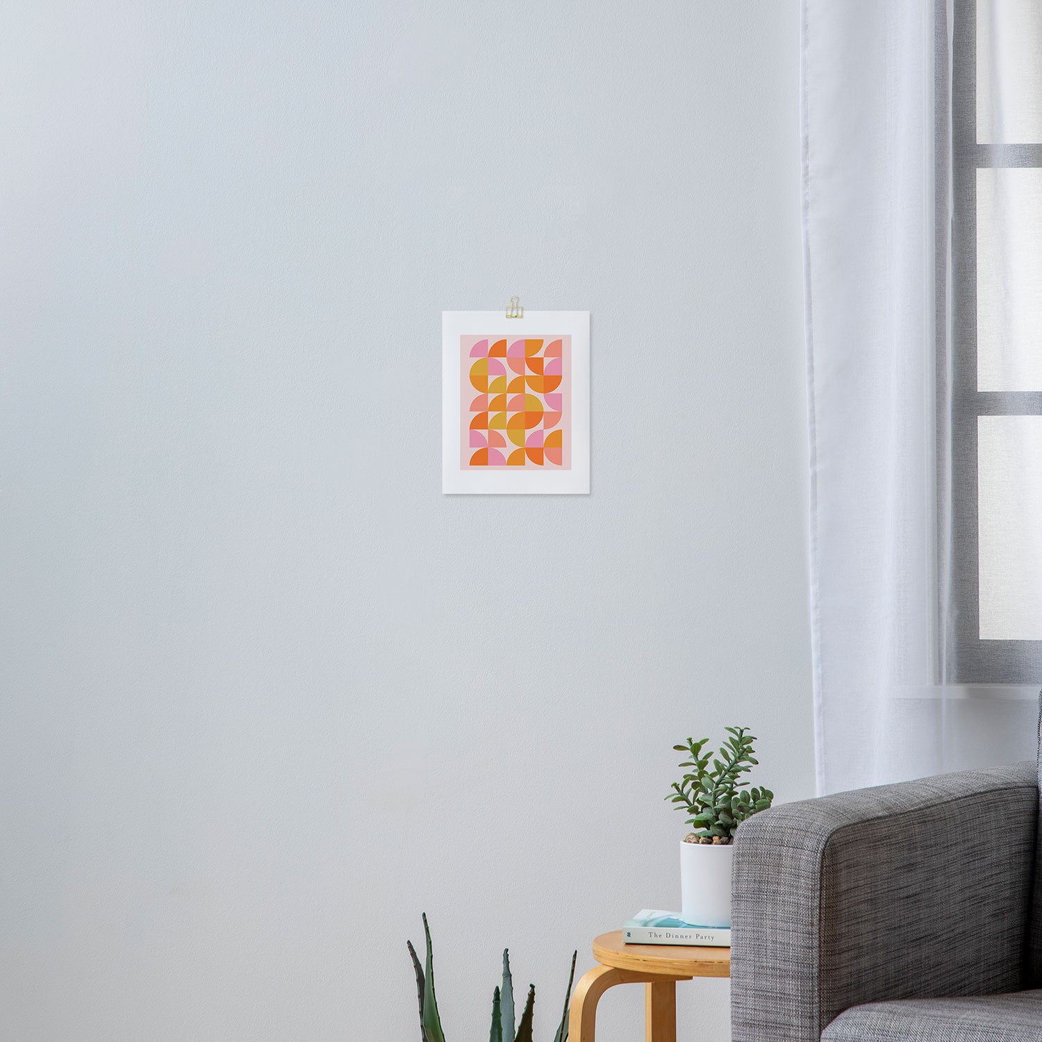 Mid Century Mod Geometry in Pink and Orange Art Print Gallery Image 3