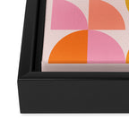 Mid Century Mod Geometry in Pink and Orange Framed Canvas Print Gallery Image 3