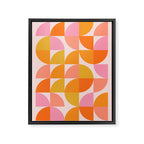 Mid Century Mod Geometry in Pink and Orange Framed Canvas Print Gallery Image 6