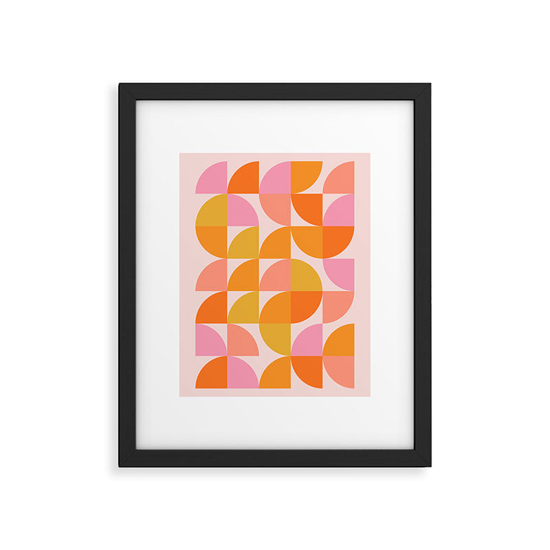 Mid Century Mod Geometry in Pink and Orange Framed Art Print Gallery Image 4