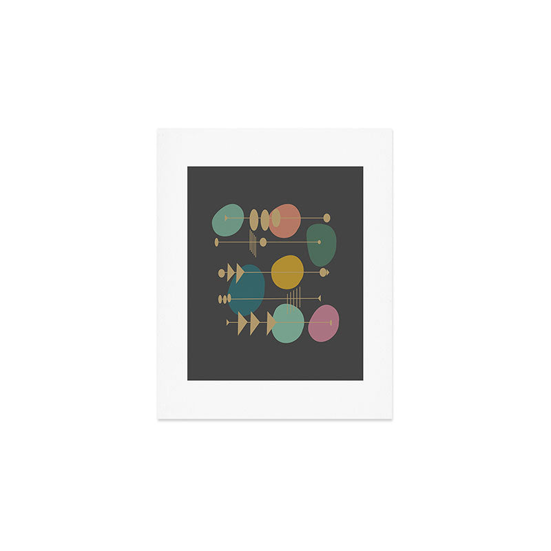 Mid Century Modern Atomic in Grey Art Print Gallery Image 1