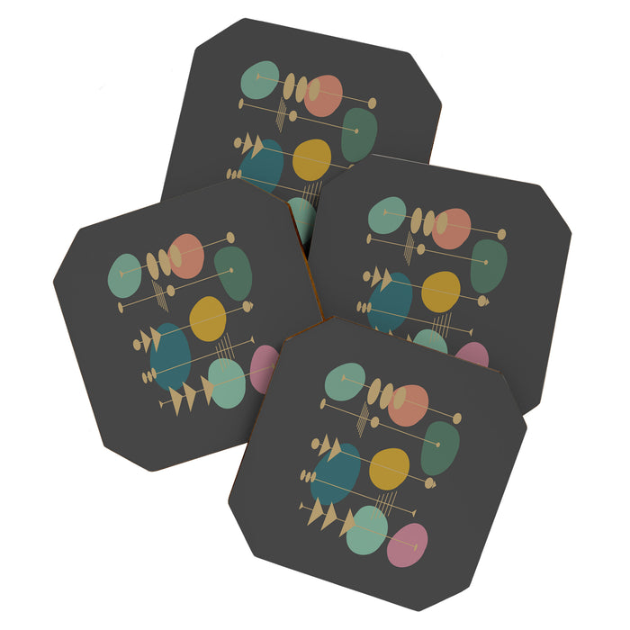 Mid Century Modern Atomic in Grey Coaster Gallery Image 1