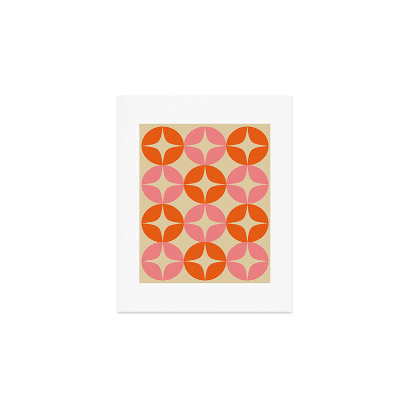 Mid Century Modern Pattern in Pink and Orange Art Print Gallery Image 1