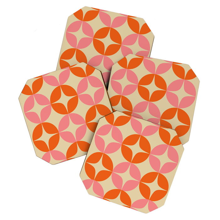 Mid Century Modern Pattern in Pink and Orange Coaster Gallery Image 1