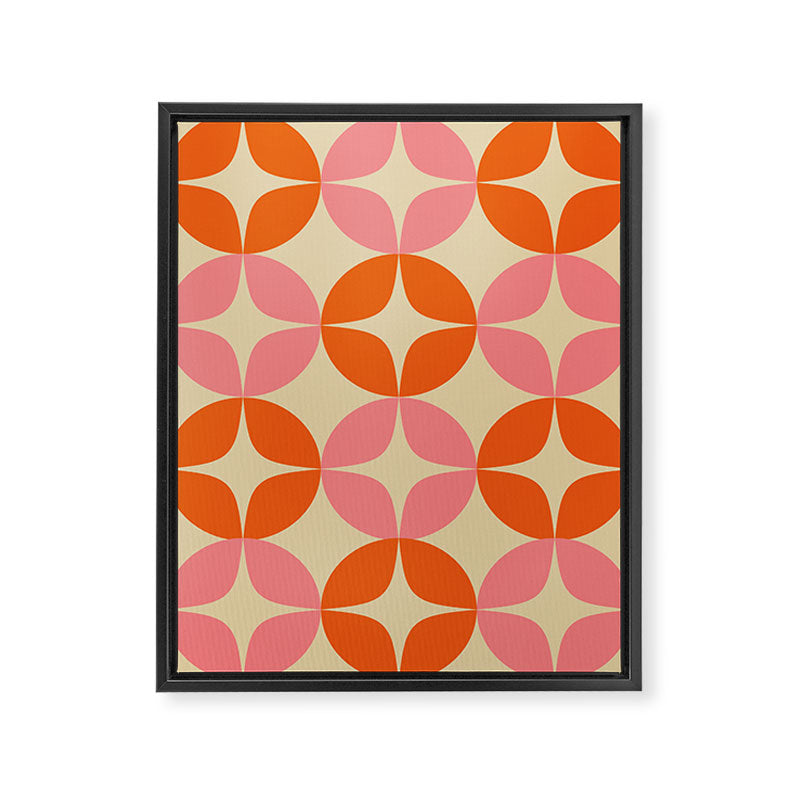 Mid Century Modern Pattern in Pink and Orange Framed Canvas Print Gallery Image 6