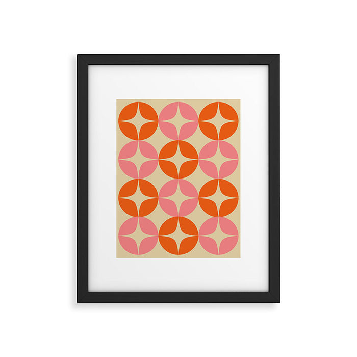 Mid Century Modern Pattern in Pink and Orange Framed Art Print Gallery Image 1